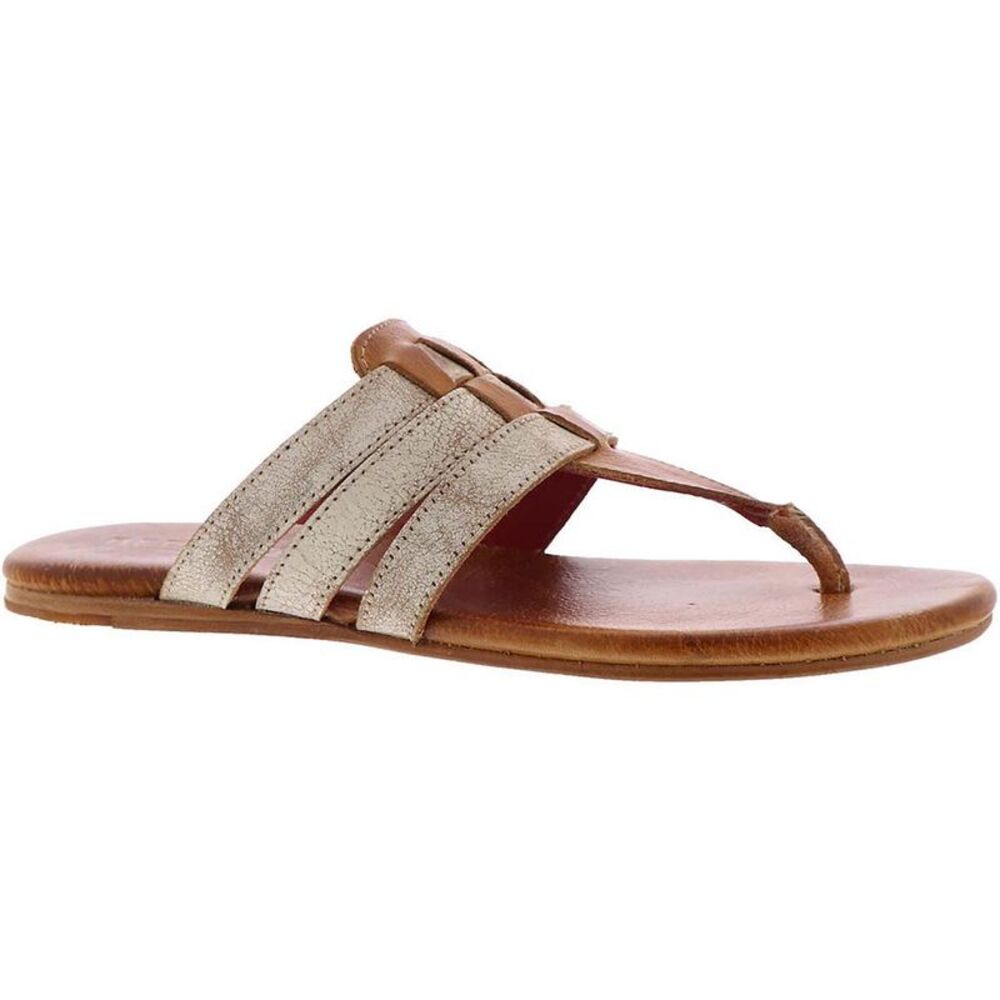 Bed Stu Womens Yoli  Tan Leather Slip On Flats Flip-Flops Shoes Used